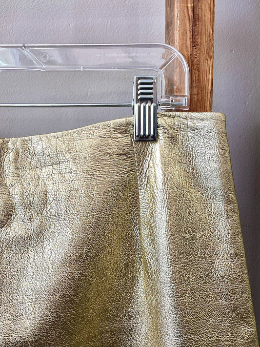 1980s Gold Leather Skirt