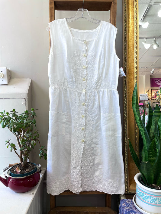 Vintage Embroidered Linen Dress