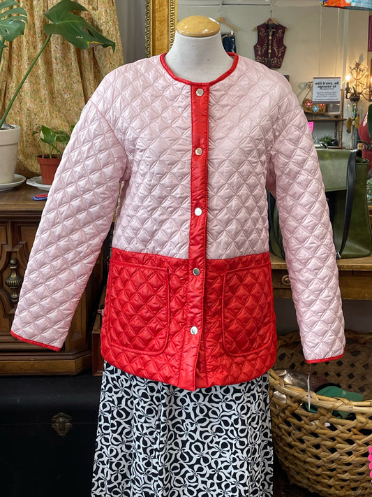 NWT Kate Spade Pink and Red Quilted Jacket