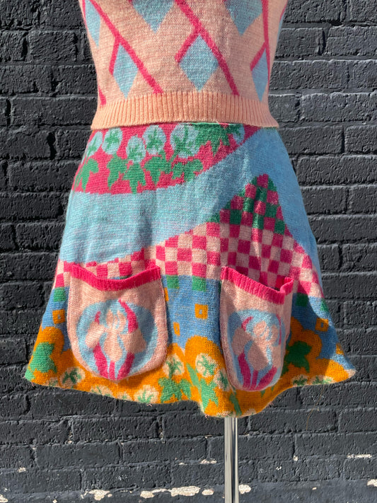 1970s Alley Cat by Betsey Johnson Knit Sweater and Skirt Set